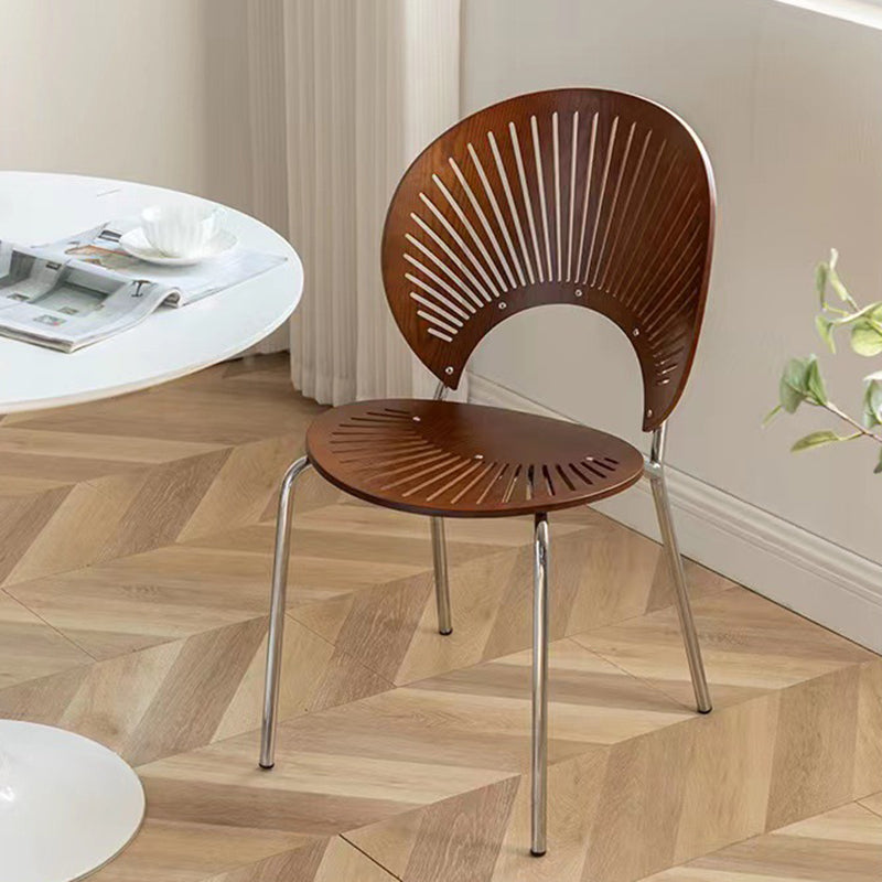 Scandinavian Shell Solid Wood Stainless Steel Dining Chair