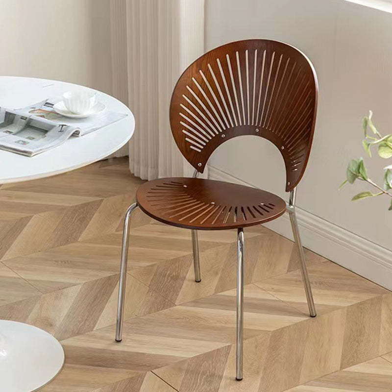 Scandinavian Shell Solid Wood Stainless Steel Dining Chair