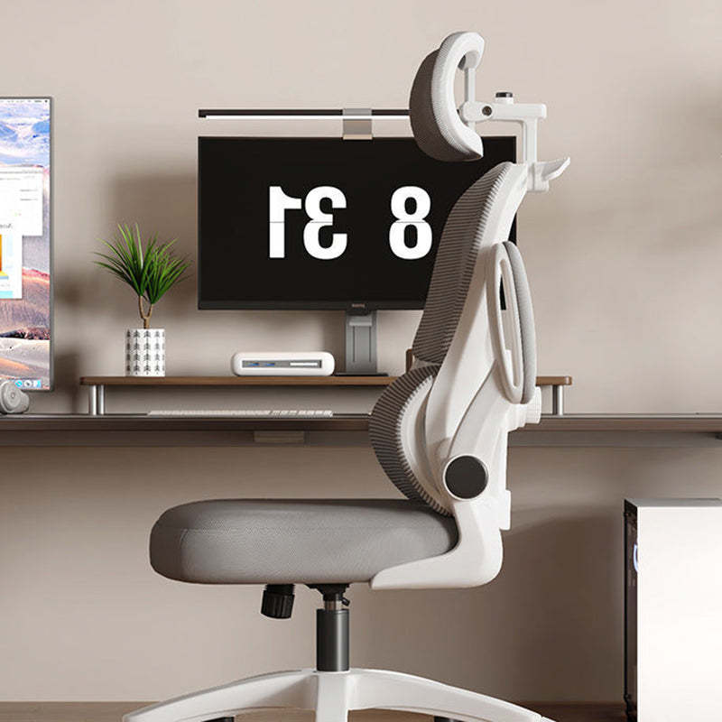 Minimalist Double-Back Mesh Steel Desk Chair — White & Black