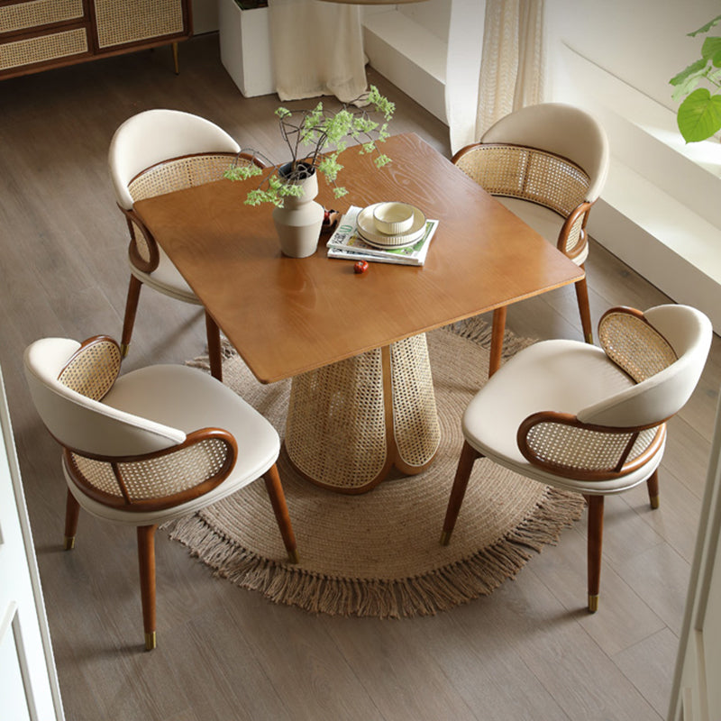 Lighom nordic ash microfiber brass dining chairs & benches in leather brass rattan