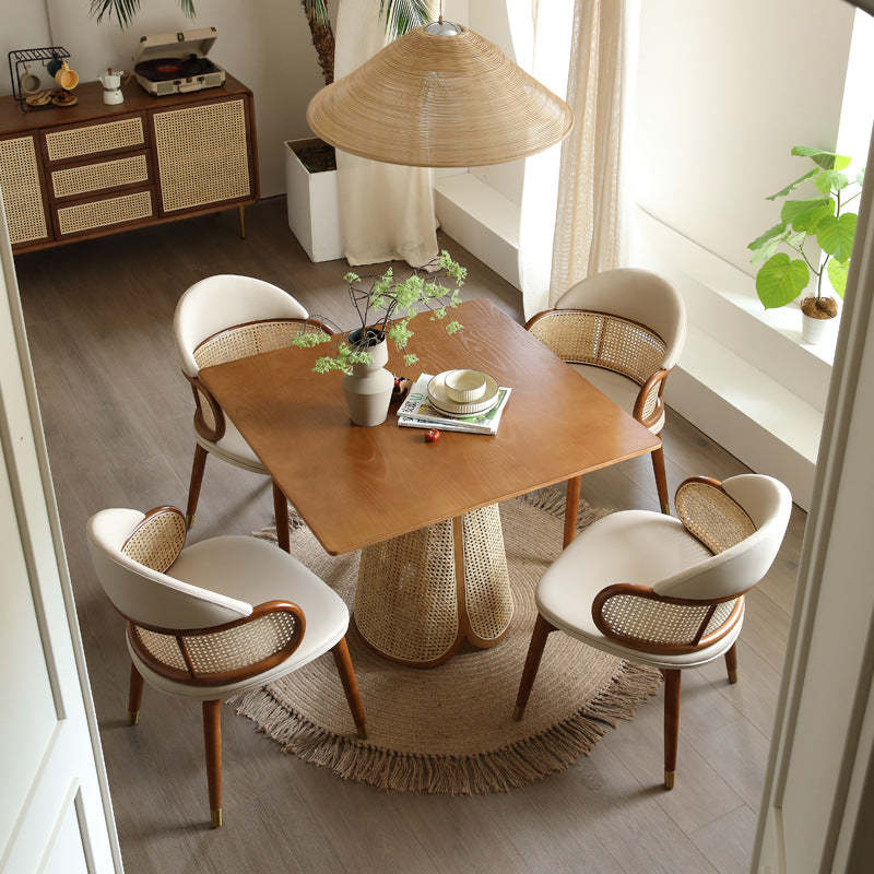 Scandinavian Microfiber Leather Ash Dining Chair — Beige