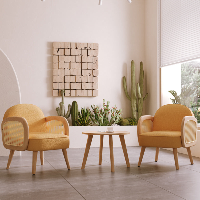 Scandinavian Lambswool Leather Accent Chair