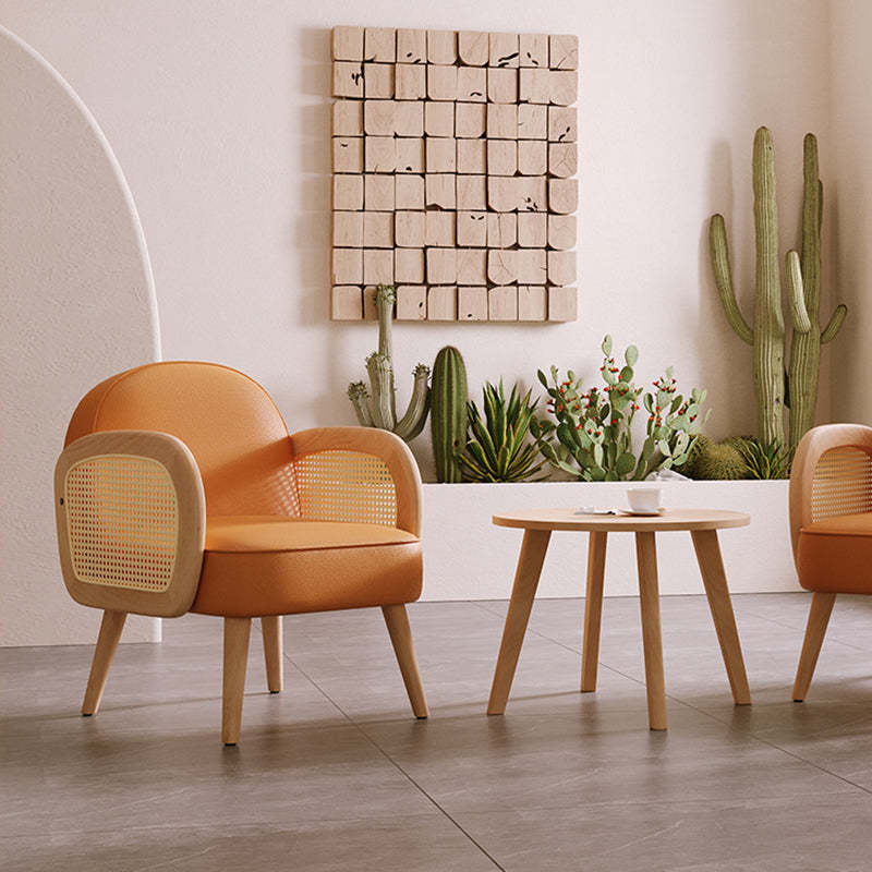 Scandinavian Lambswool Leather Accent Chair