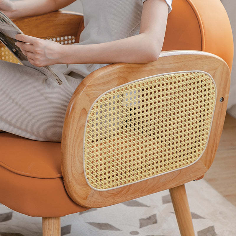 Scandinavian Lambswool Leather Accent Chair — White & Leather