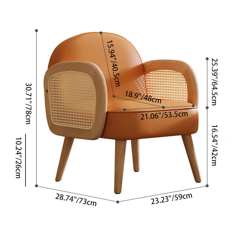 Scandinavian Lambswool Leather Accent Chair — Green & Leather