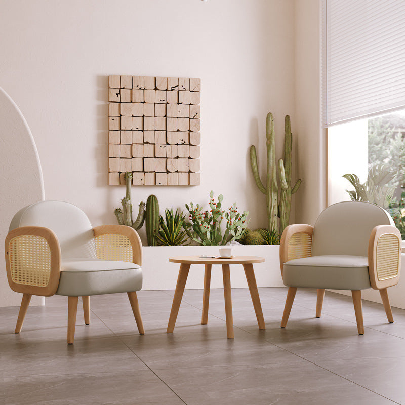 Scandinavian Lambswool Leather Accent Chair — Yellow & Lambswool