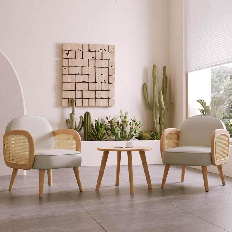 Scandinavian Lambswool Leather Accent Chair — Yellow & Lambswool