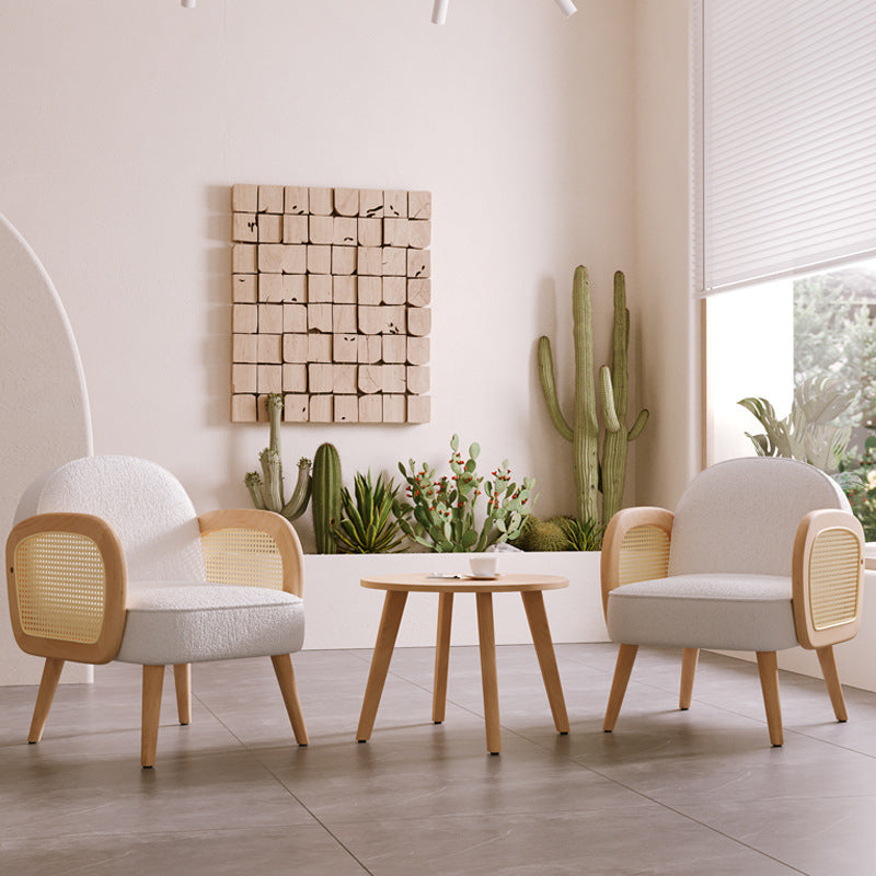 Scandinavian Lambswool Leather Accent Chair