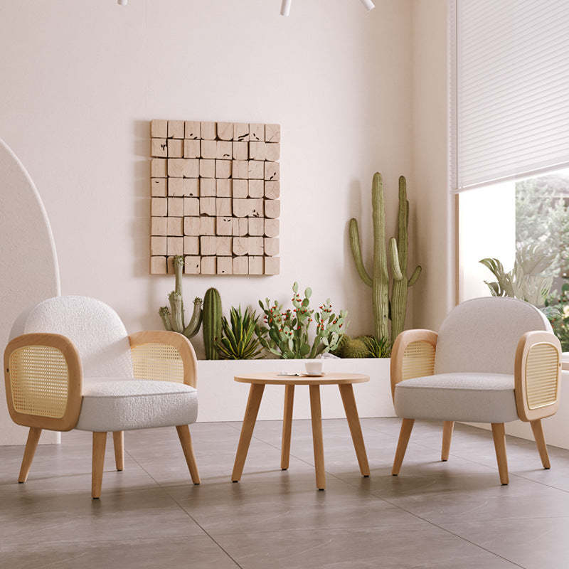 Scandinavian Lambswool Leather Accent Chair