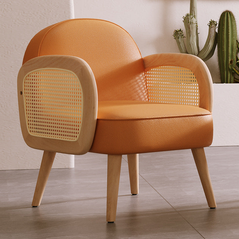 Scandinavian Lambswool Leather Accent Chair