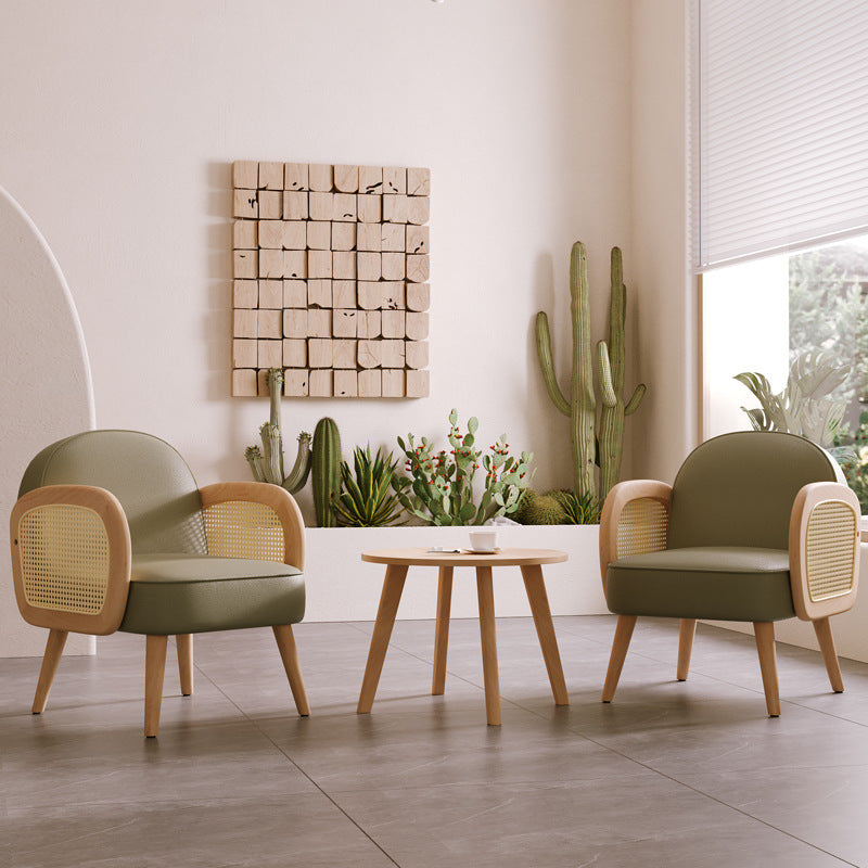 Scandinavian Lambswool Leather Accent Chair