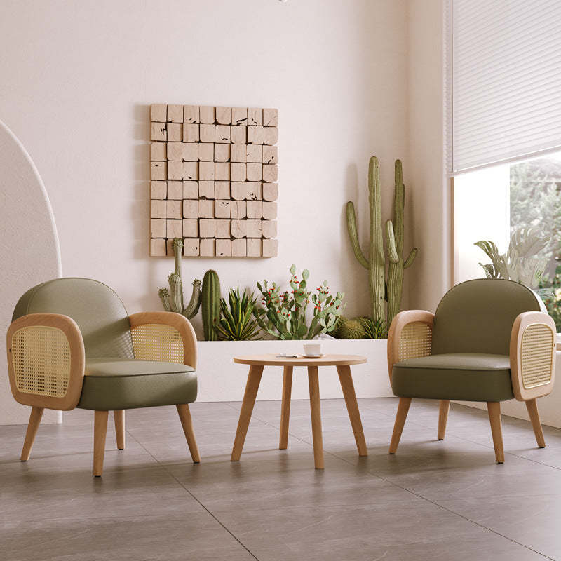 Scandinavian Lambswool Leather Accent Chair