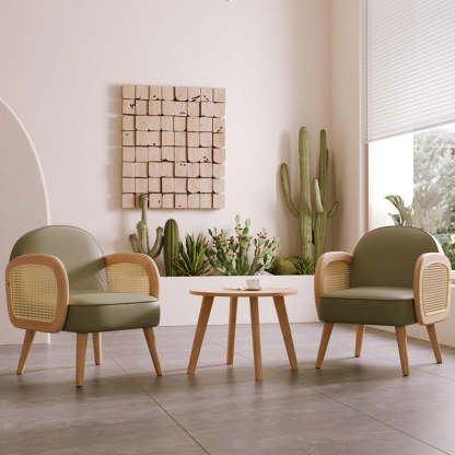 Scandinavian Lambswool Leather Accent Chair