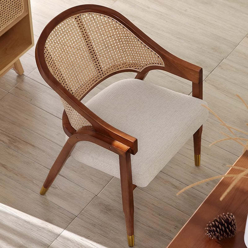 Walnut rattan curved dining chairs & benches - nordic