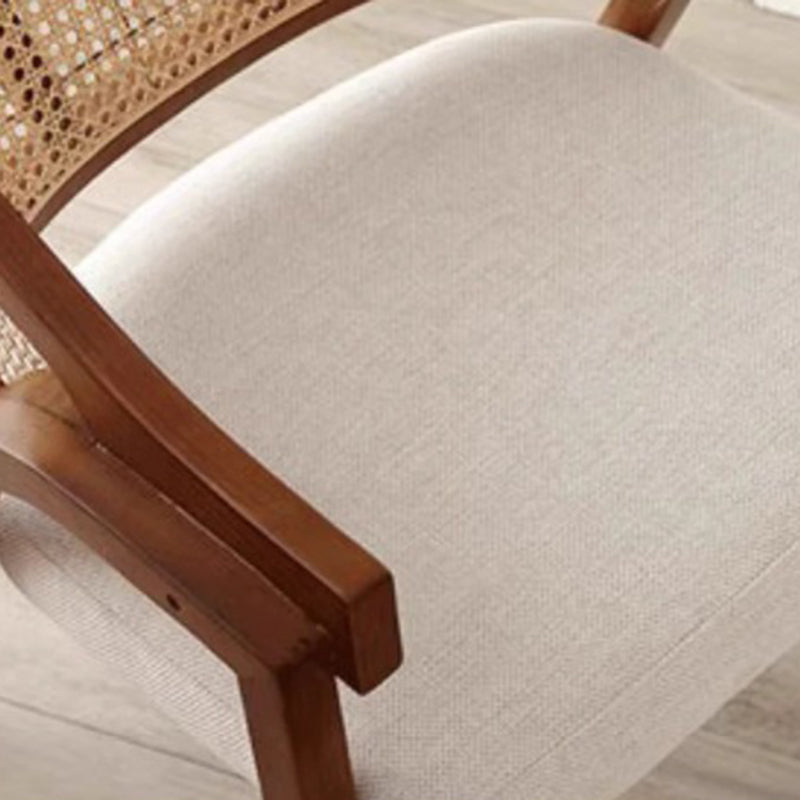 Scandinavian Curved Linen Rattan Wood Dining Chair