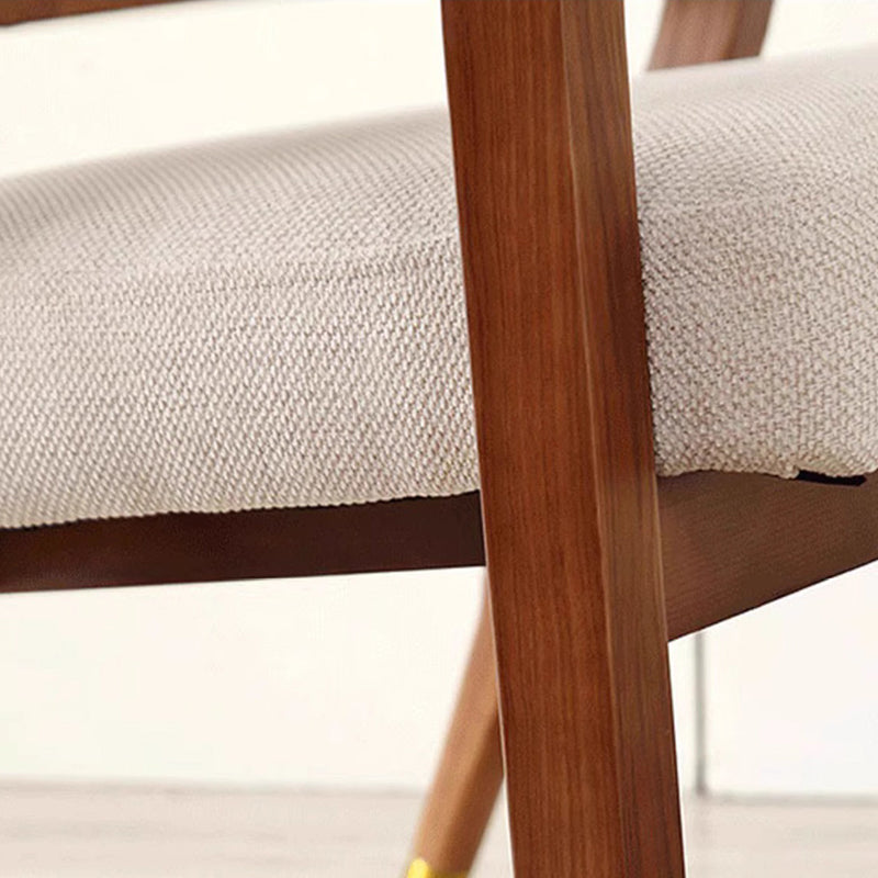 Scandinavian Curved Linen Rattan Wood Dining Chair