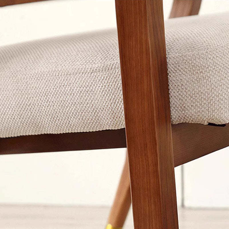 Scandinavian Curved Linen Rattan Wood Dining Chair