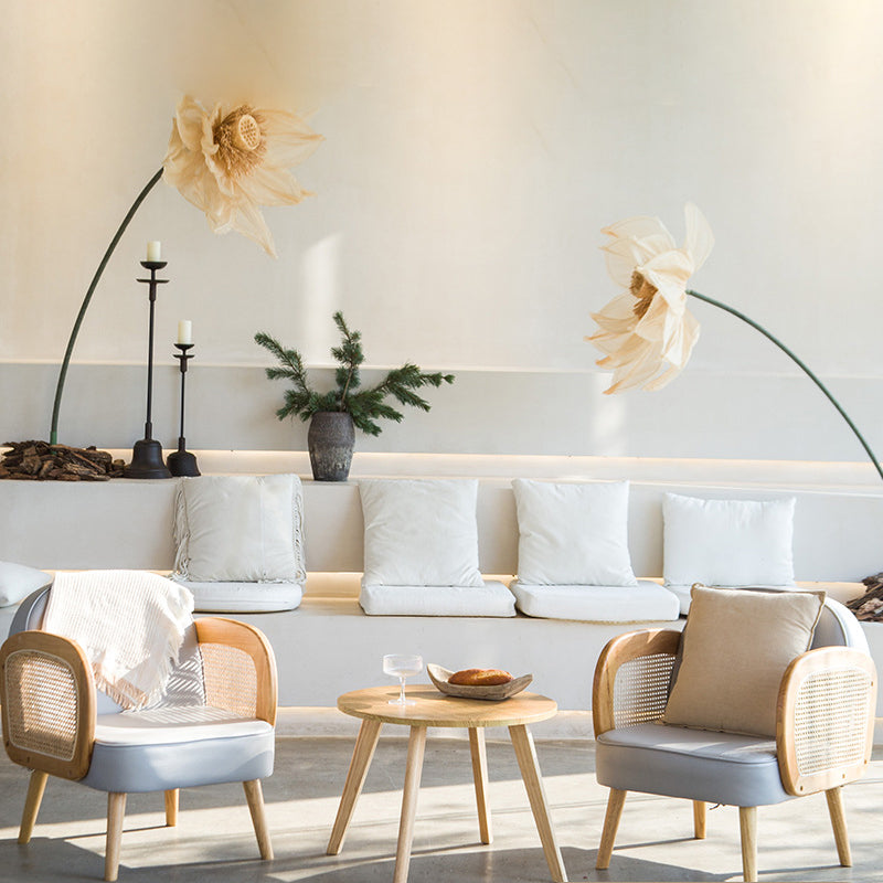 Minimalist Tech Fabric Half-Round Accent Chair — Sisal & Milk White
