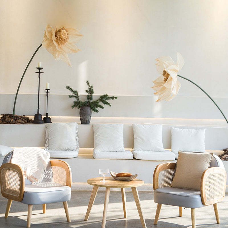 Minimalist Tech Fabric Half-Round Accent Chair — Sisal & Milk White