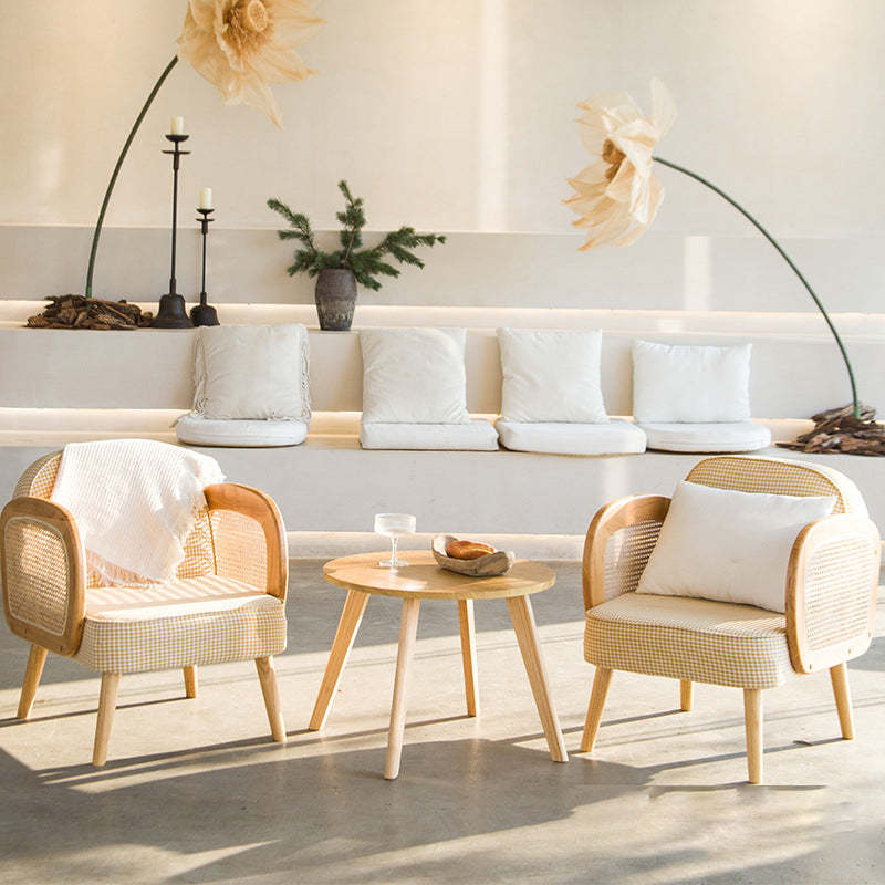 Minimalist Tech Fabric Half-Round Accent Chair — Sisal & Orange