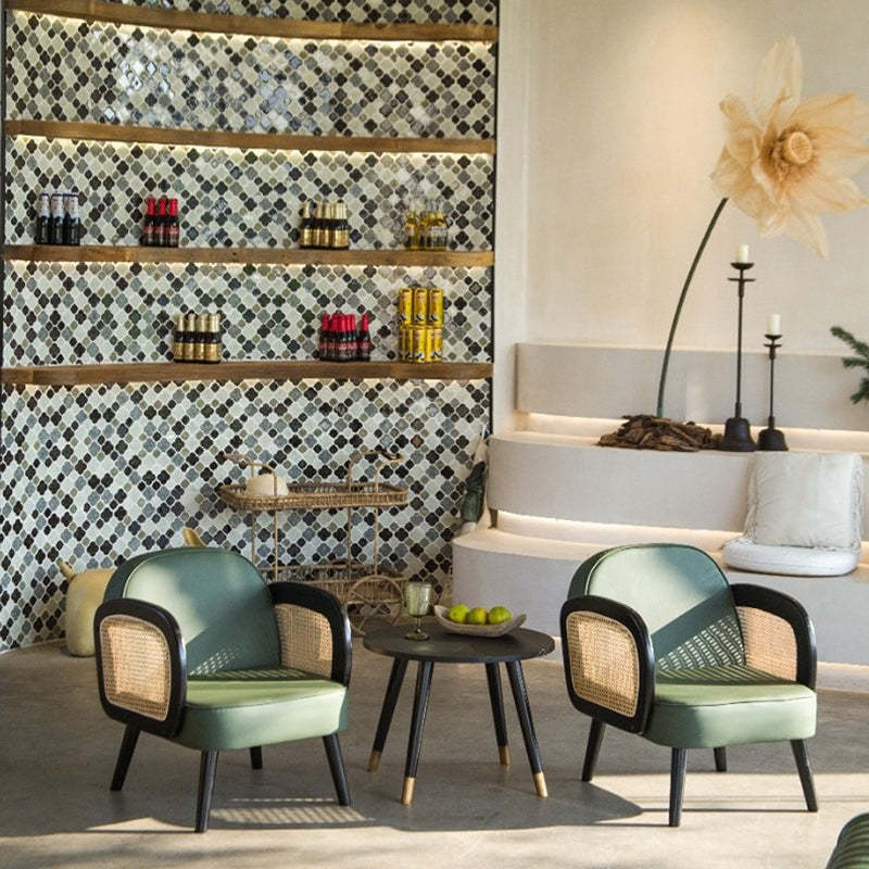 Minimalist Tech Fabric Half-Round Accent Chair