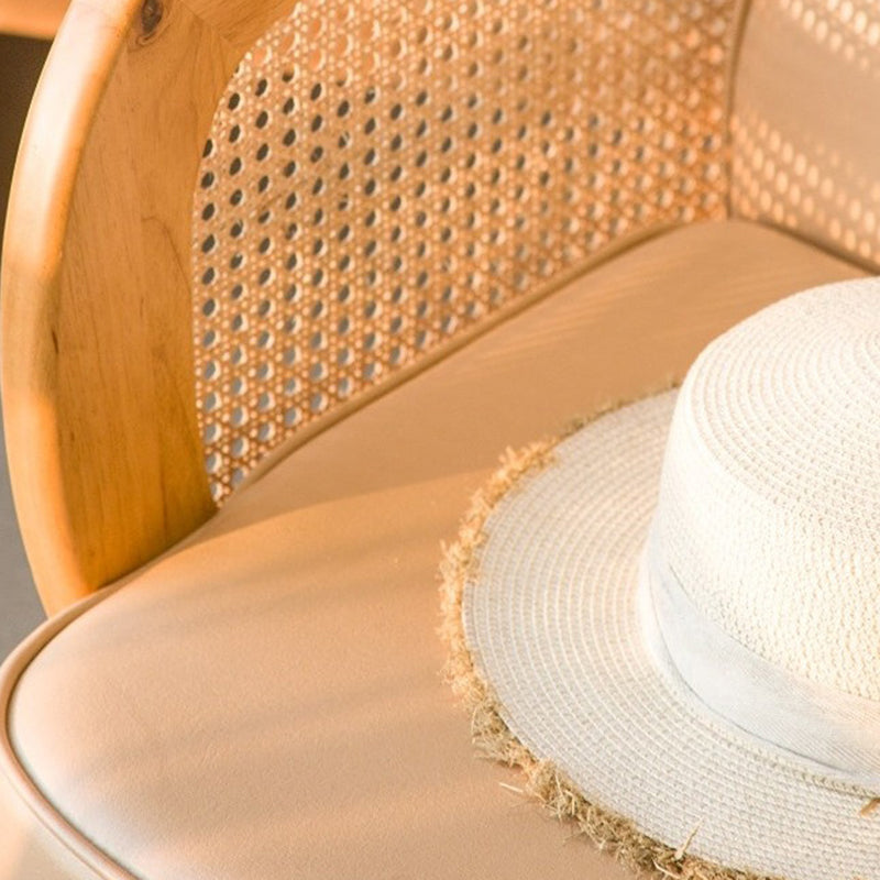 Minimalist Tech Fabric Half-Round Accent Chair — Leather & White