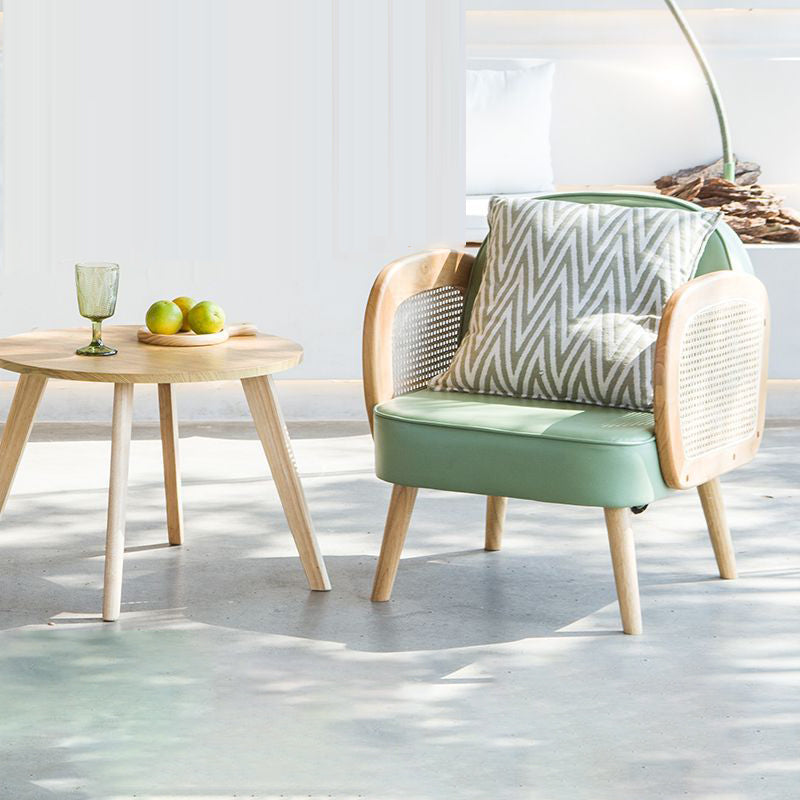 Minimalist Tech Fabric Half-Round Accent Chair — Leather & Light Orange