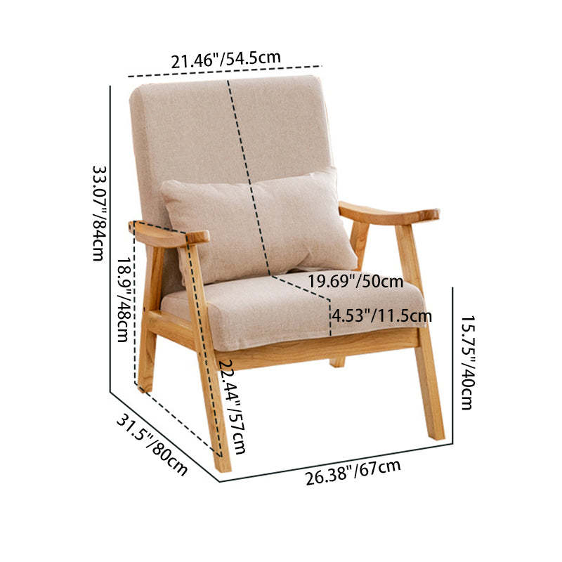 Japanese Bent Cat-Scratch Leather Solid Wood Accent Chair