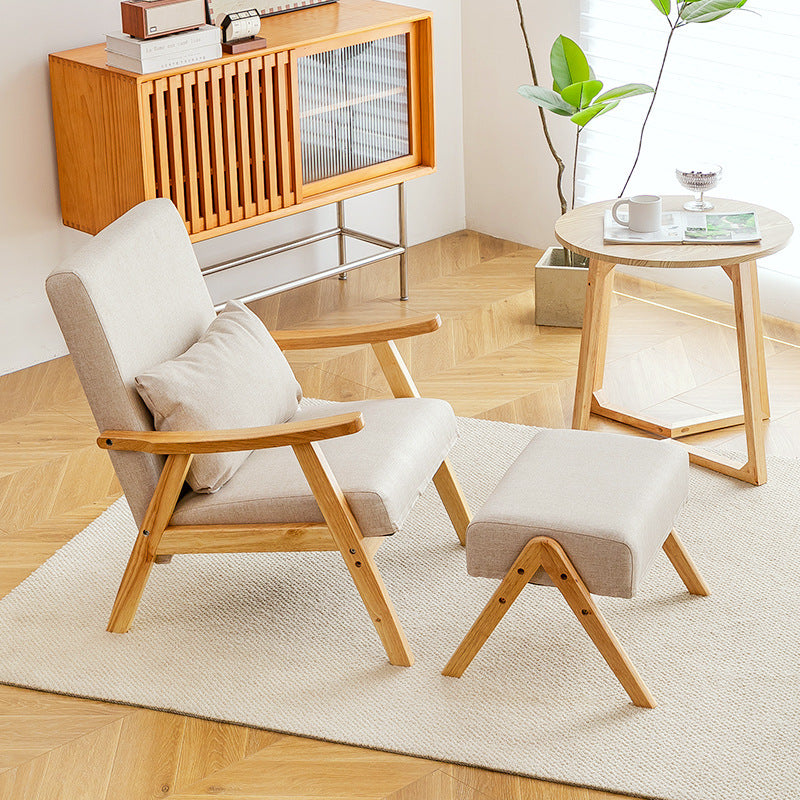 Japanese Bent Cat-Scratch Leather Solid Wood Accent Chair — Gray