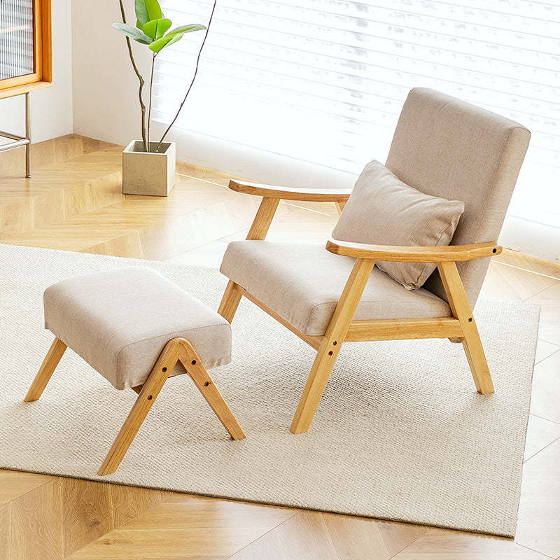 Japanese Bent Cat-Scratch Leather Solid Wood Accent Chair