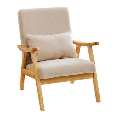 Japanese Bent Cat-Scratch Leather Solid Wood Accent Chair