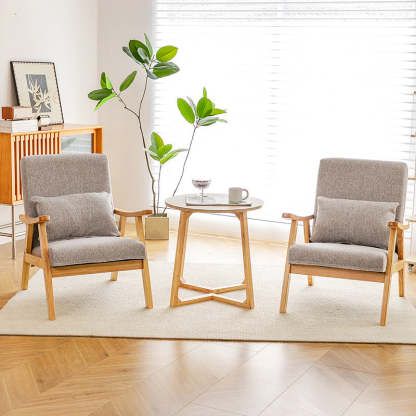 Japanese Bent Cat-Scratch Leather Solid Wood Accent Chair — Brown