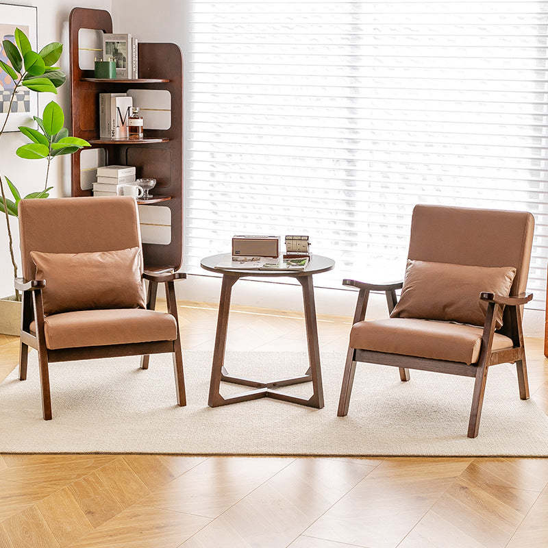 Lighom traditional bent solid leather accent chairs — Brown