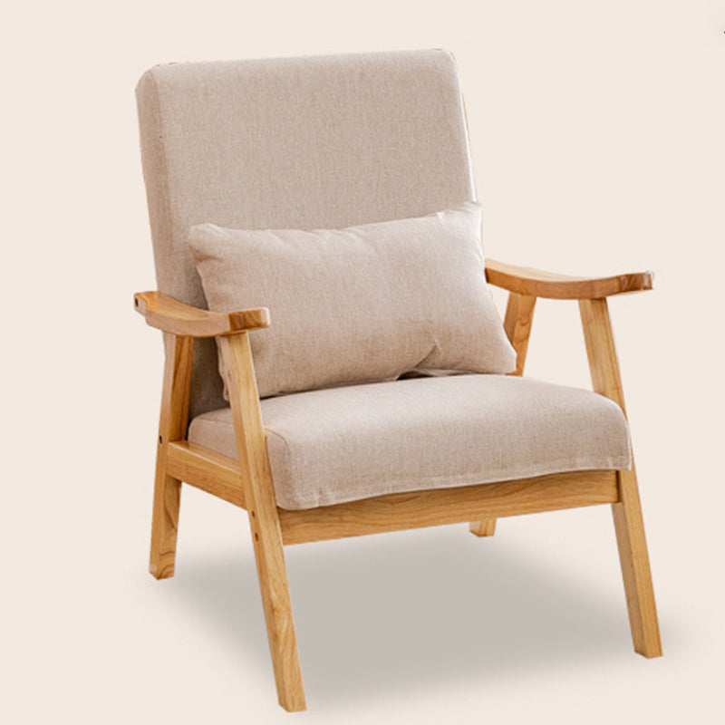 Japanese Bent Cat-Scratch Leather Solid Wood Accent Chair
