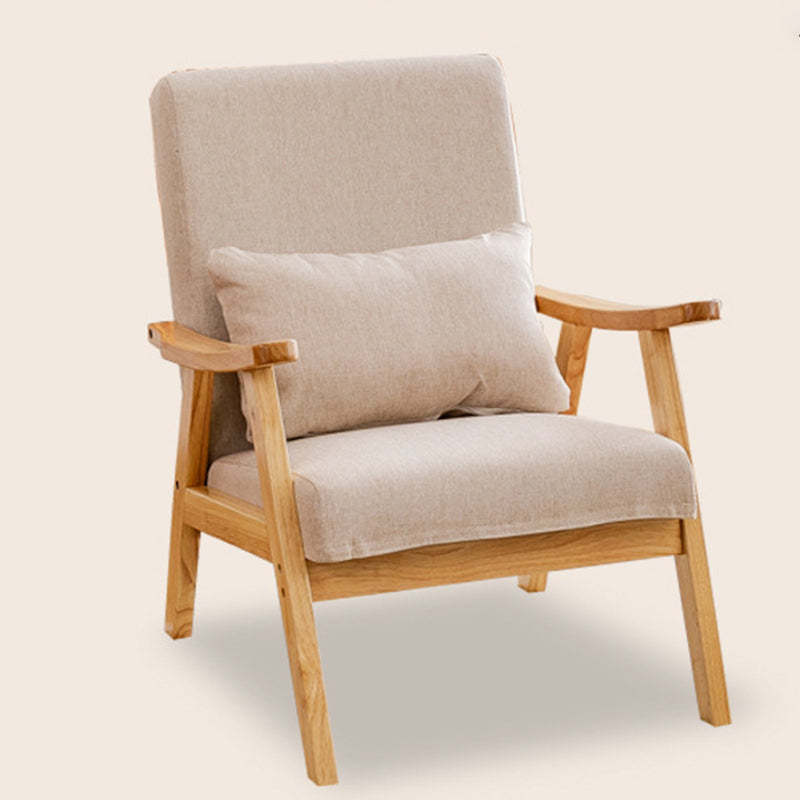 Japanese Bent Cat-Scratch Leather Solid Wood Accent Chair