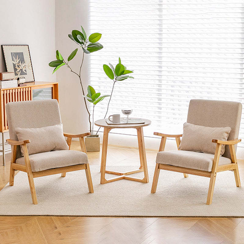 Japanese Bent Cat-Scratch Leather Solid Wood Accent Chair
