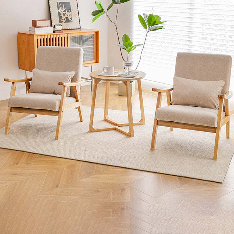 Japanese Bent Cat-Scratch Leather Solid Wood Accent Chair