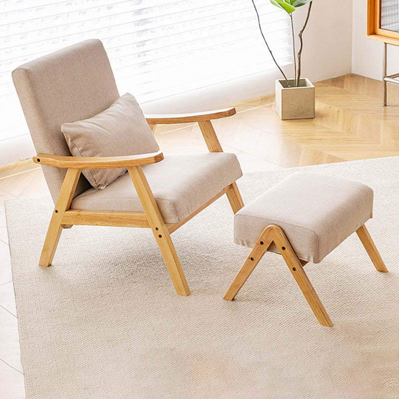 Japanese Bent Cat-Scratch Leather Solid Wood Accent Chair