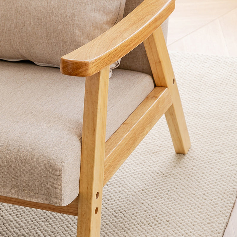 Japanese Bent Cat-Scratch Leather Solid Wood Accent Chair