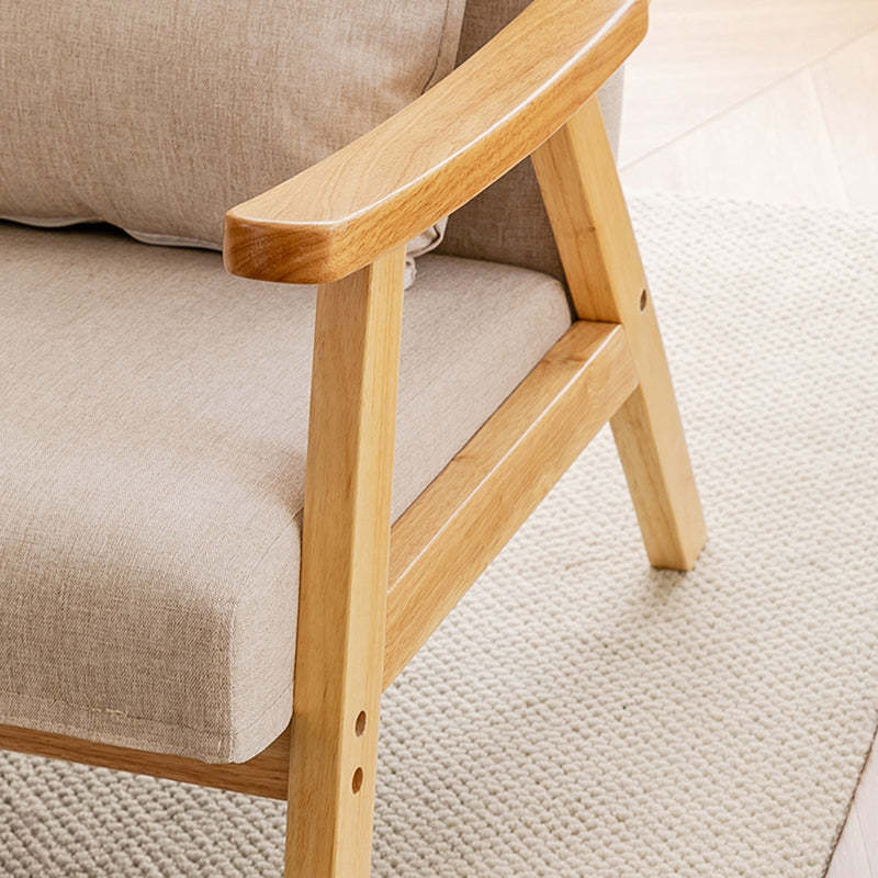 Japanese Bent Cat-Scratch Leather Solid Wood Accent Chair