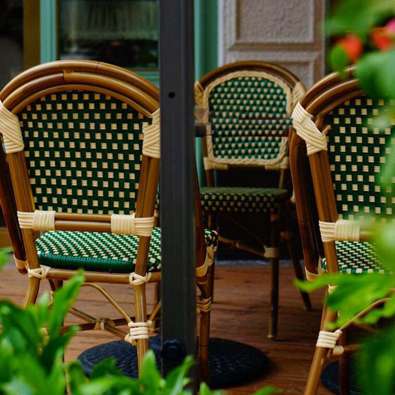 Chinese Woven Rattan Aluminum Dining Chair — Brown