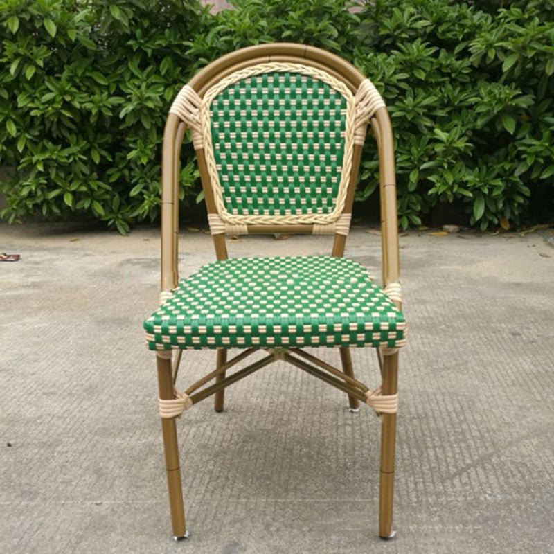 Chinese Woven Rattan Aluminum Dining Chair — Black