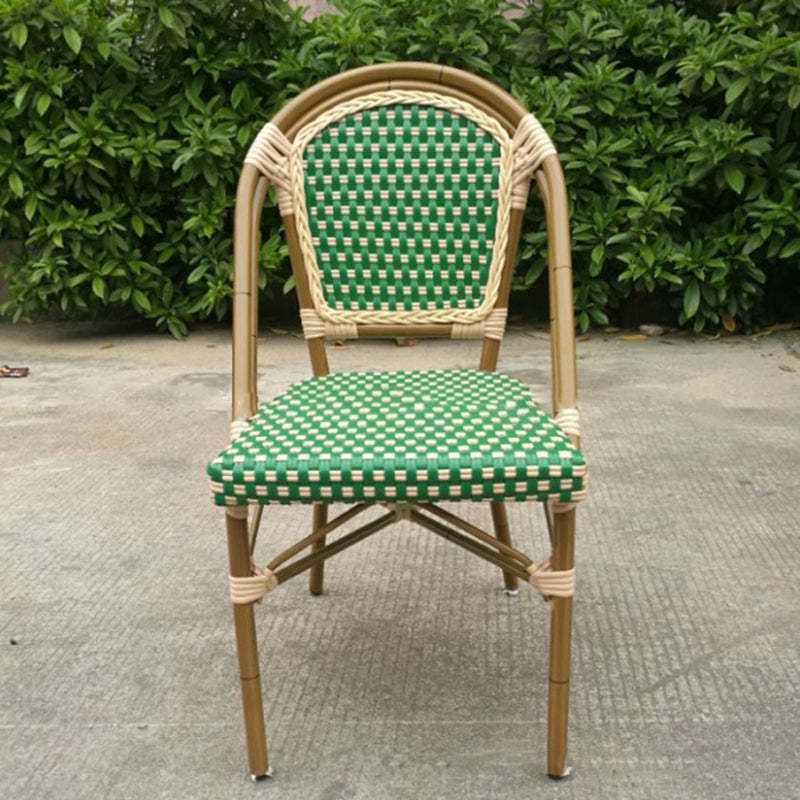 Chinese Woven Rattan Aluminum Dining Chair — Black