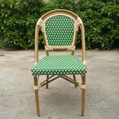 Chinese Woven Rattan Aluminum Dining Chair — Black