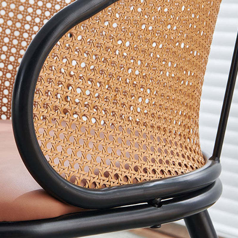 Minimalist Half-Bag U-Curved Leather Dining Chair — Black / Gray