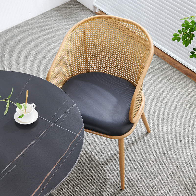 Minimalist Half-Bag U-Curved Leather Dining Chair