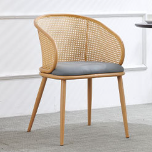 Gray minimalist u-curved half-bag dining chairs & benches — Natural Wood