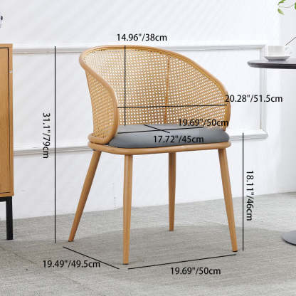 Minimalist Half-Bag U-Curved Leather Dining Chair — Wood Color / Black