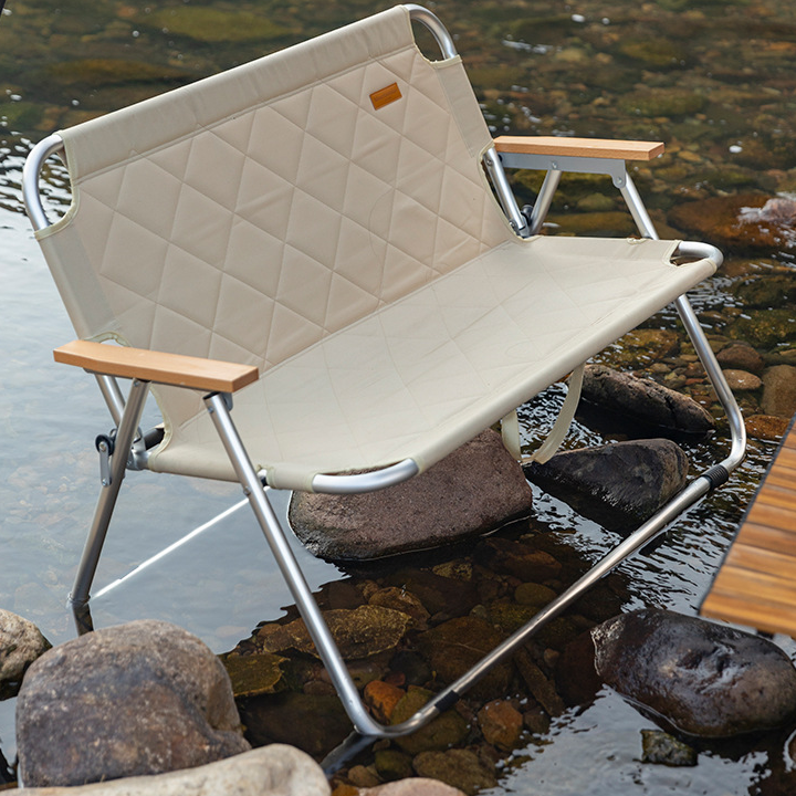 Modern Foldable Oxford Fabric Iron Chair — Khaki Color