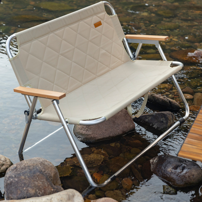 Modern Foldable Oxford Fabric Iron Chair — Khaki Color